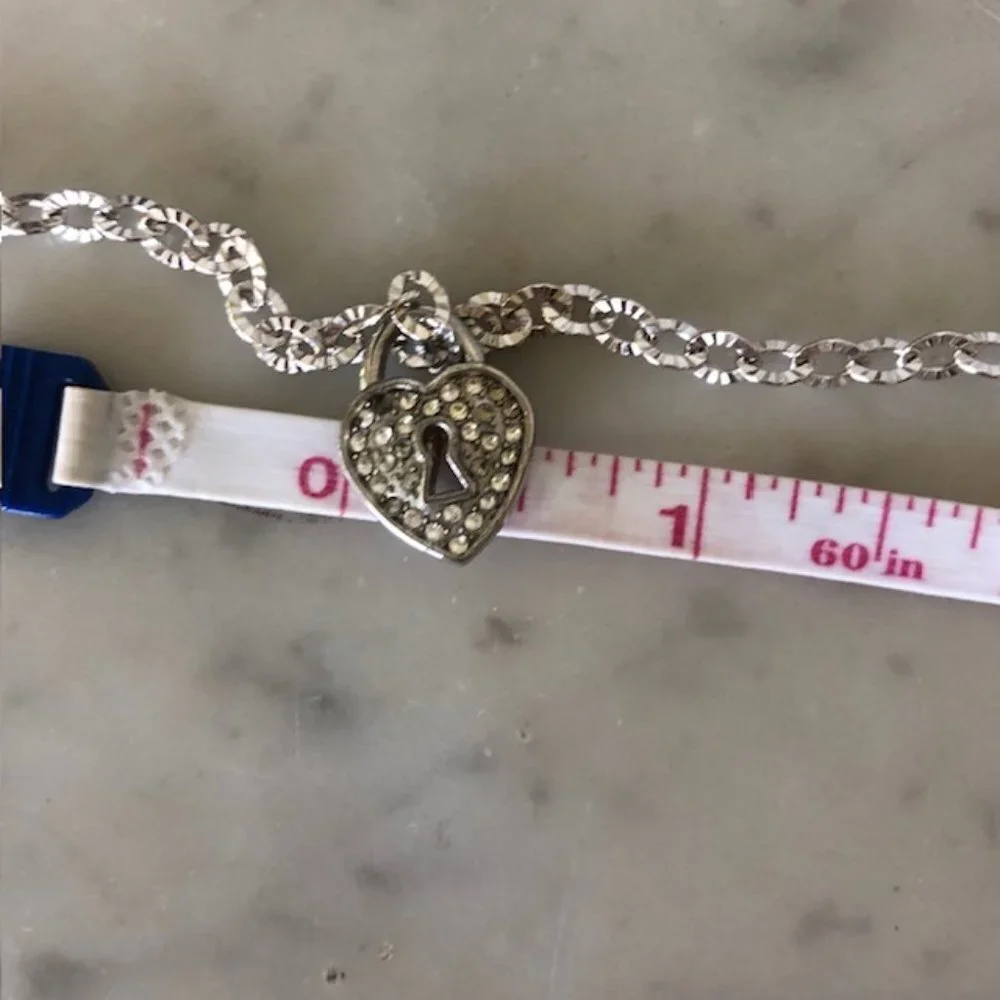 PIERCING PAGODA Italian Silver Bracelet Heart Keyhole Rhinestone Charm